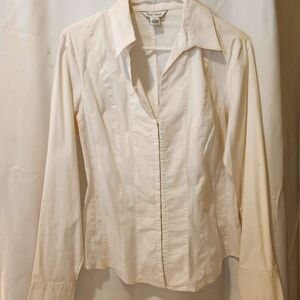 White blouse with hooks instead of buttons